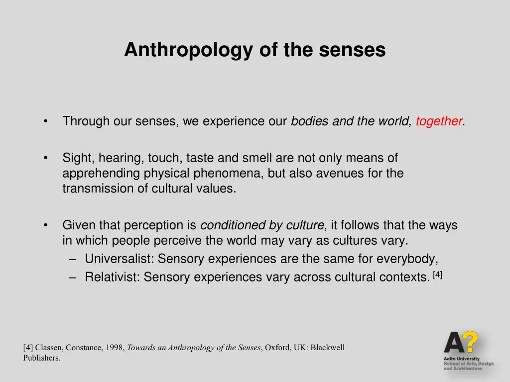 anthropology of the senses