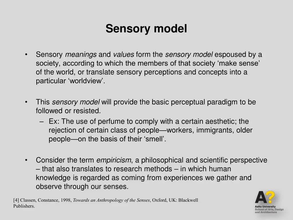 sensory model