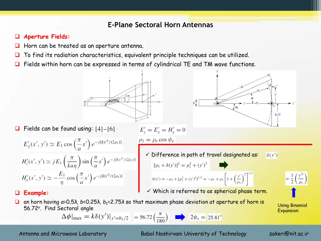 e plane sectoral horn antennas