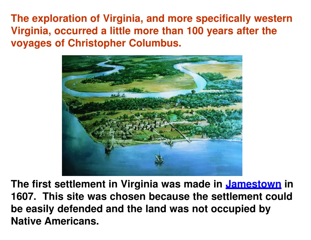 the exploration of virginia and more specifically