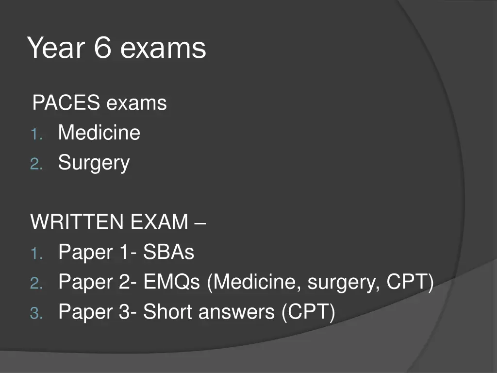 year 6 exams