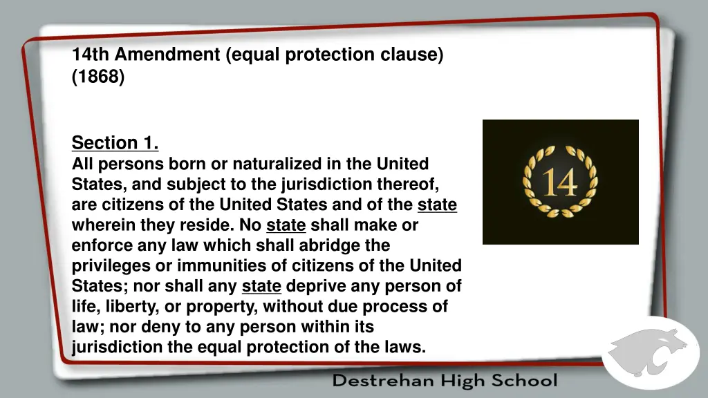 14th amendment equal protection clause 1868