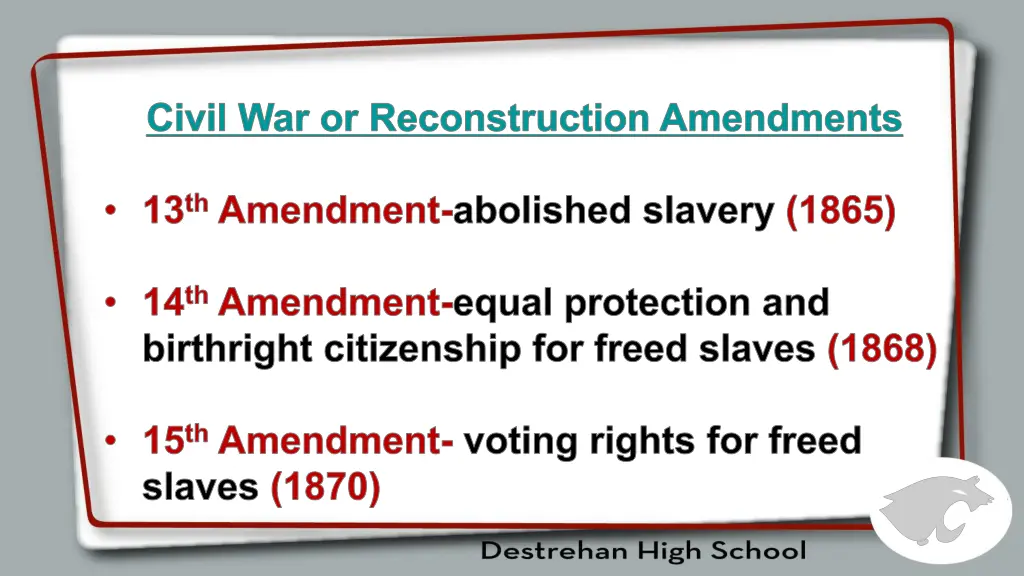 civil war or reconstruction amendments