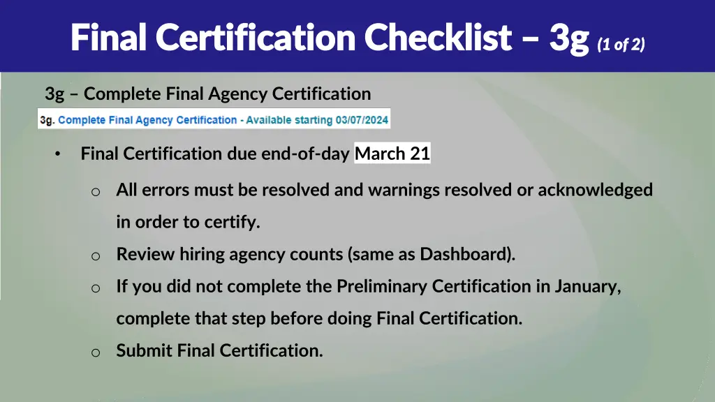 final certification checklist final certification 11