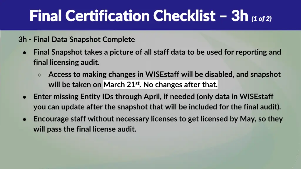 final certification checklist final certification 13