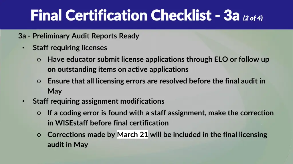 final certification checklist final certification 3