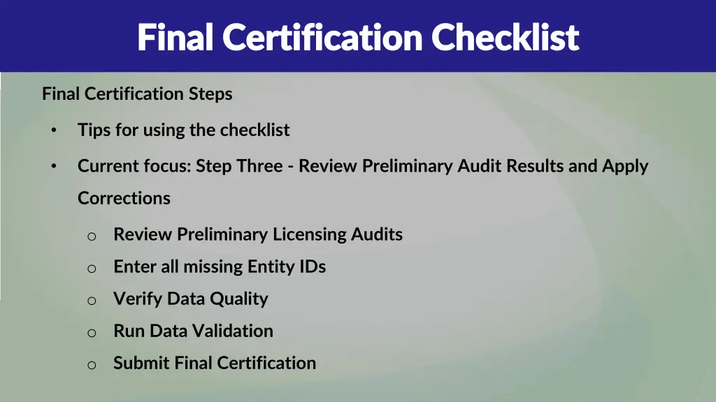 final certification checklist final certification