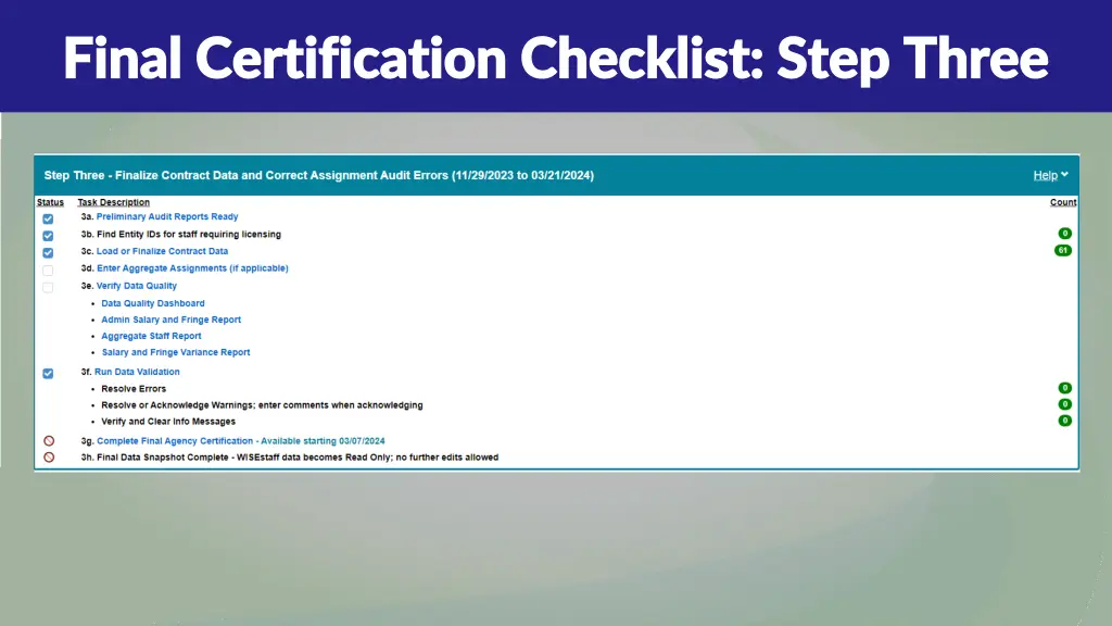 final certification checklist step three final