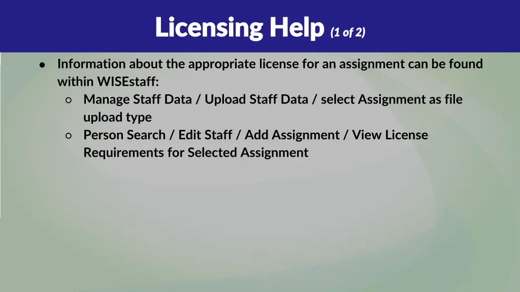 licensing help licensing help 1 of 2