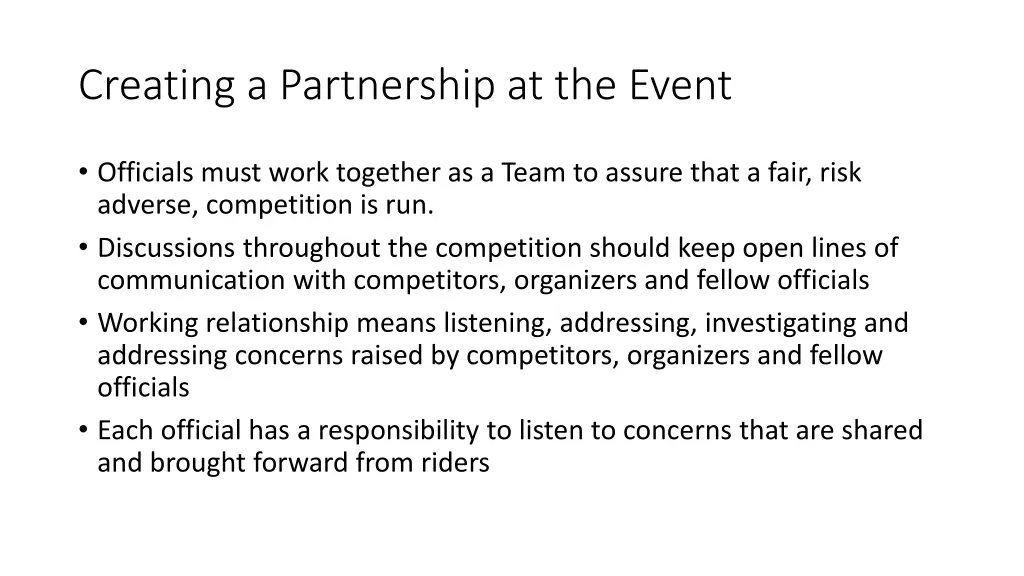 creating a partnership at the event