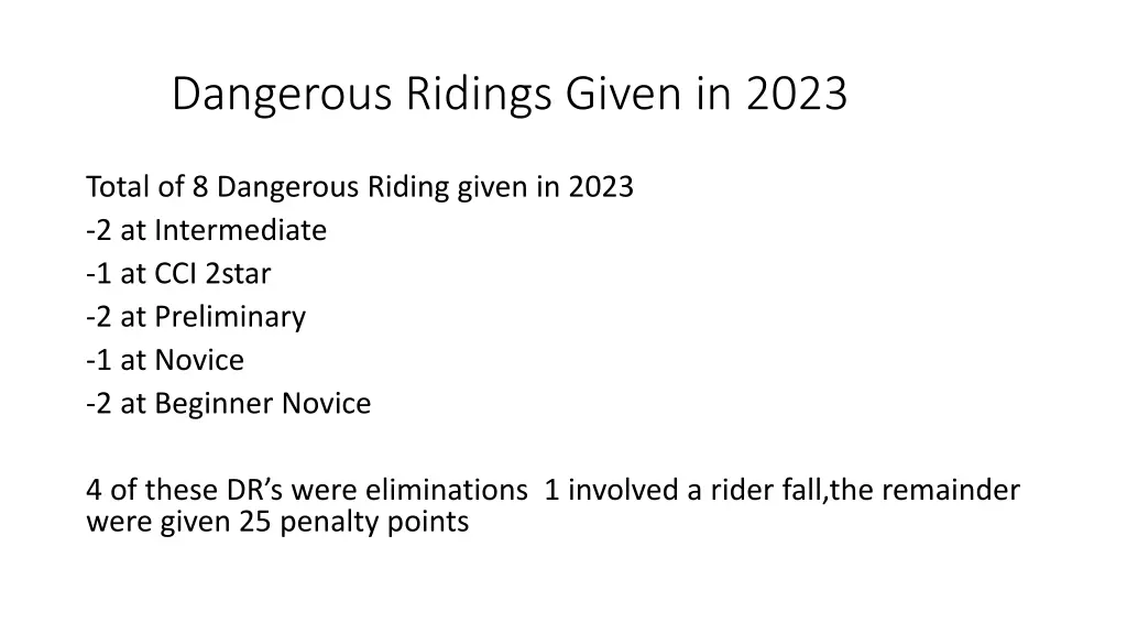 dangerous ridings given in 2023