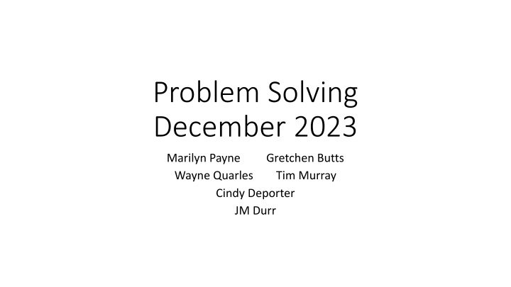 problem solving december 2023