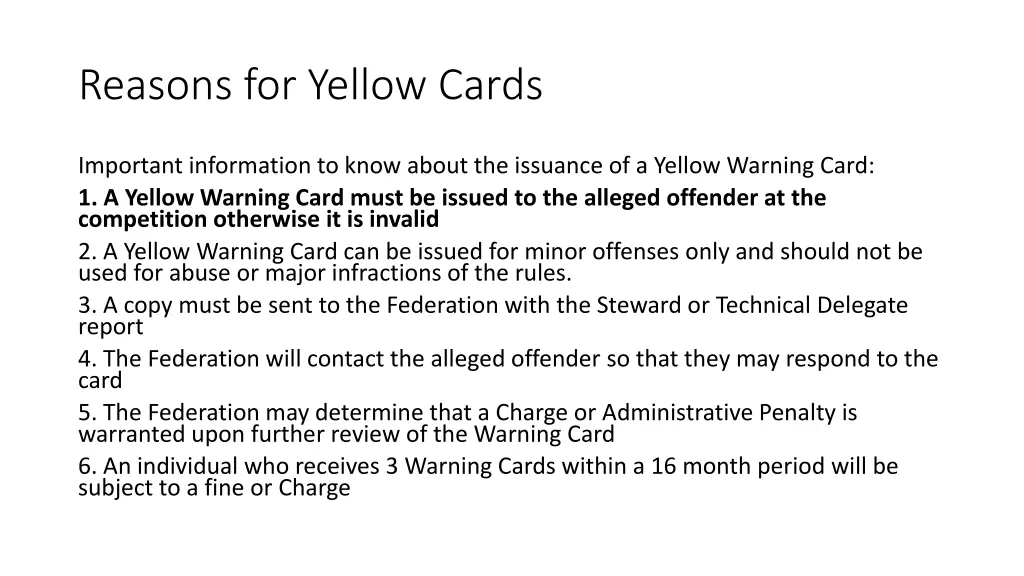 reasons for yellow cards