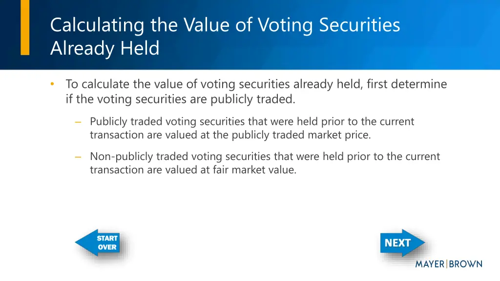 calculating the value of voting securities
