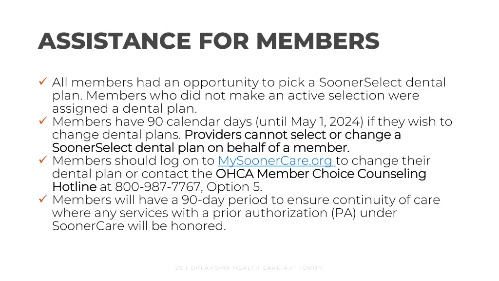 assistance for members