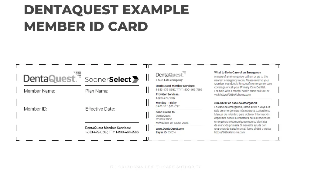 dentaquest example member id card
