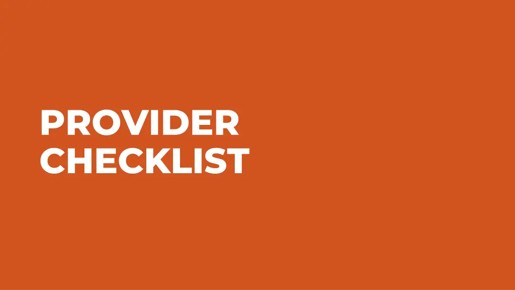 provider checklist