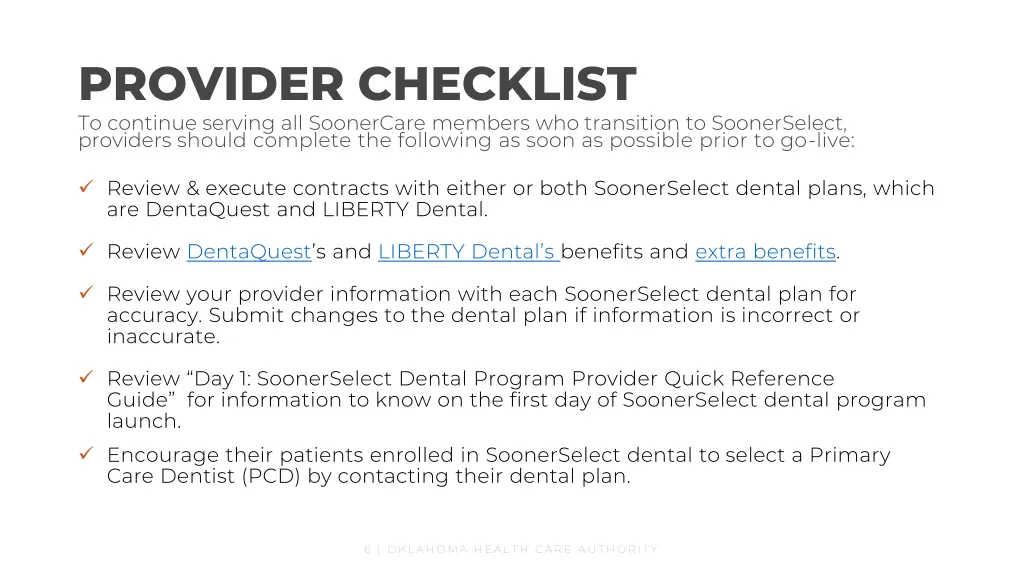provider checklist to continue serving