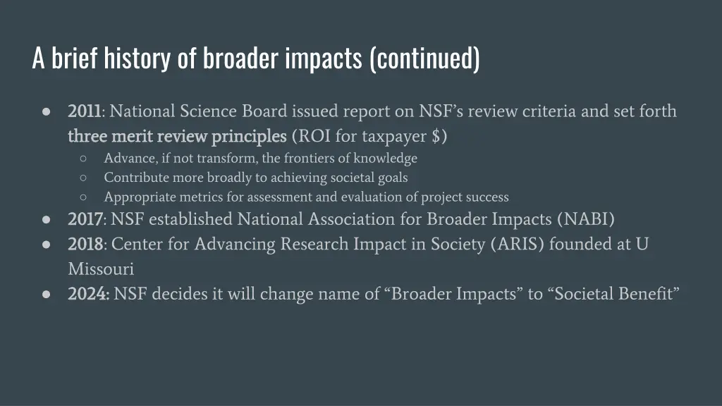 a brief history of broader impacts continued
