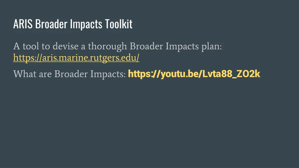 aris broader impacts toolkit