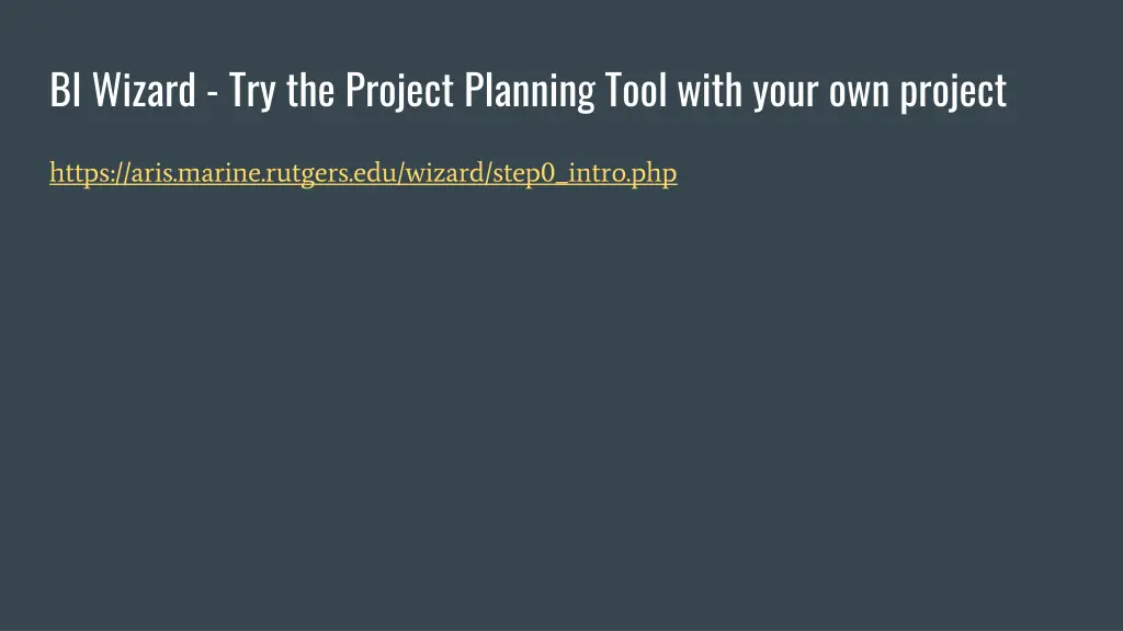 bi wizard try the project planning tool with your