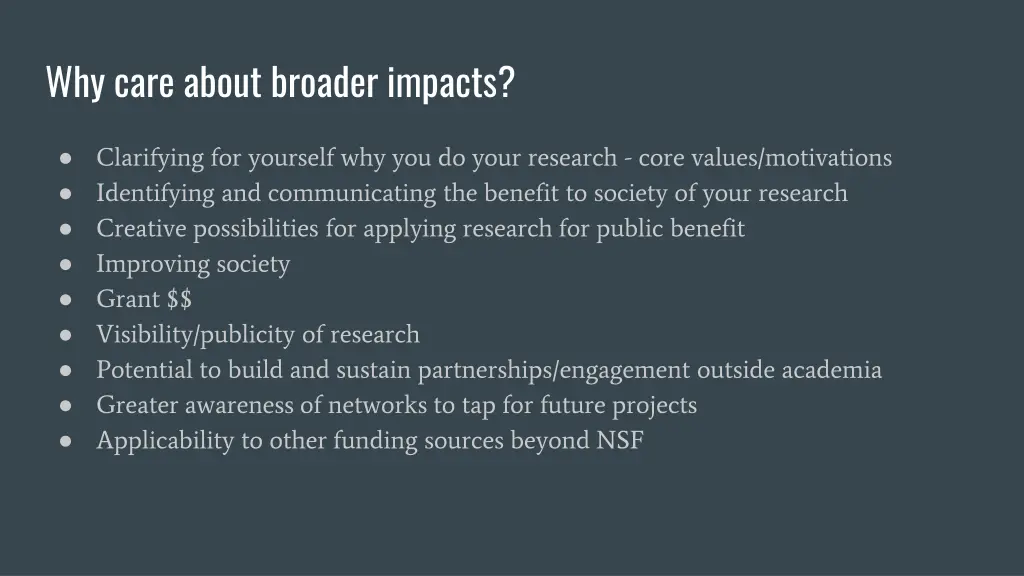 why care about broader impacts