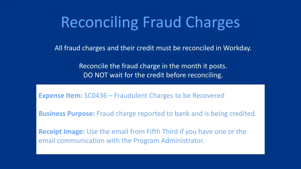 reconciling fraud charges