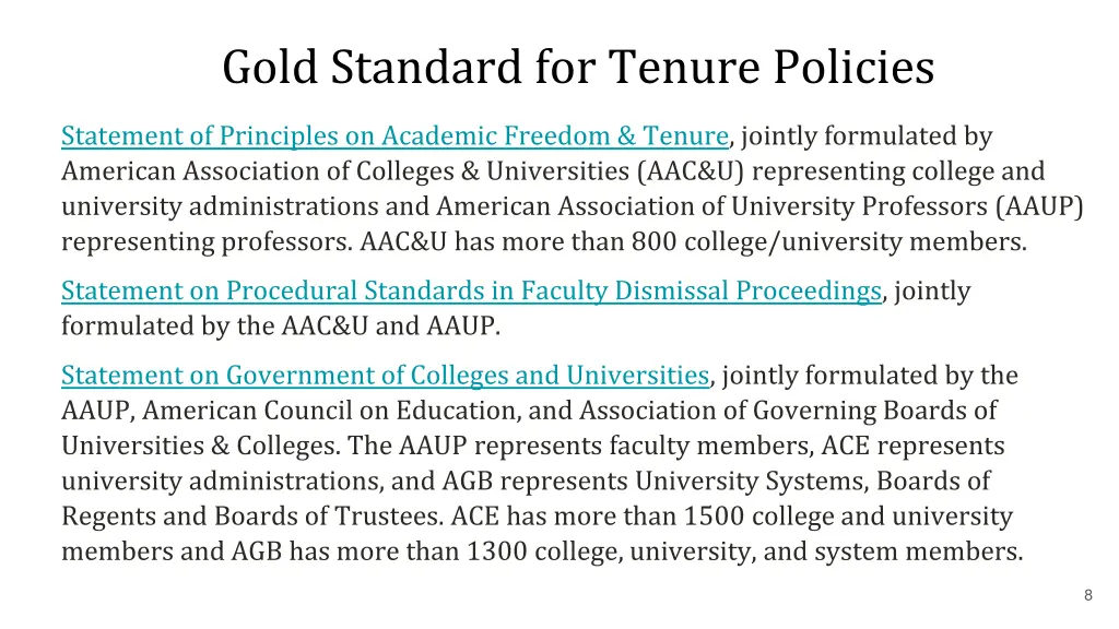 gold standard for tenure policies