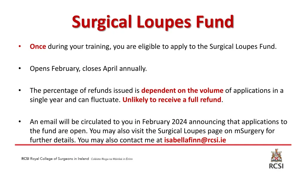 surgical loupes fund