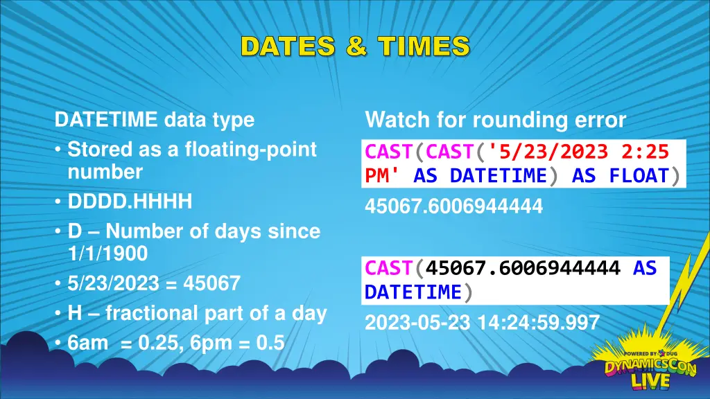 dates times