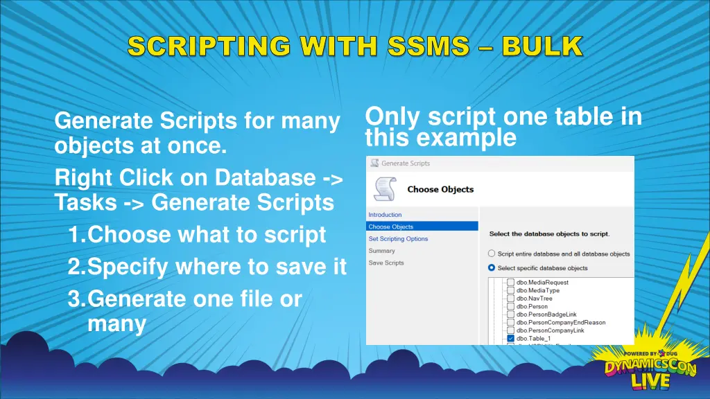 scripting with ssms bulk