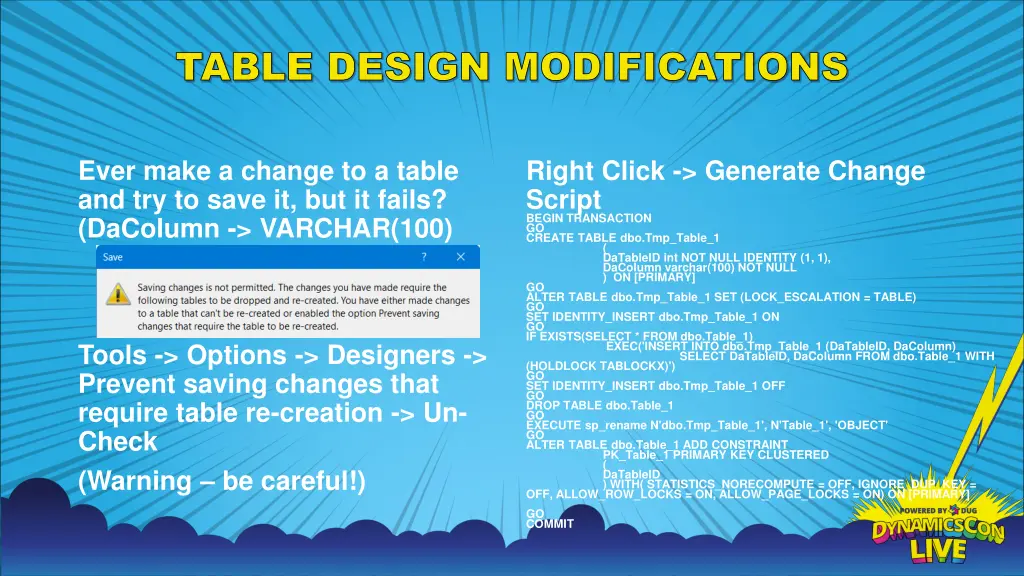 table design modifications