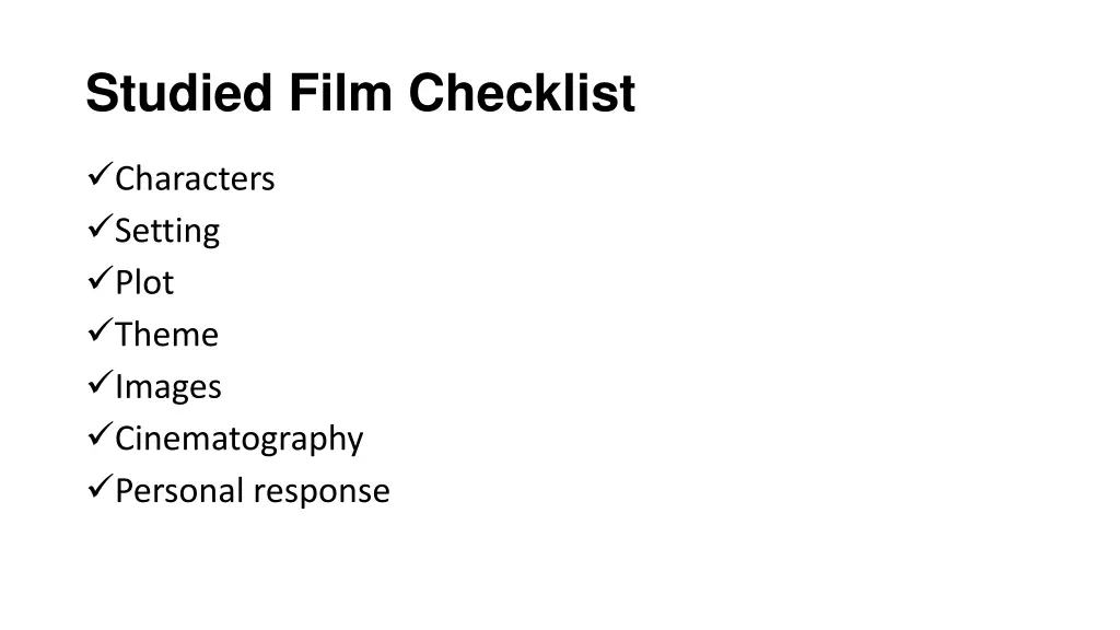 studied film checklist