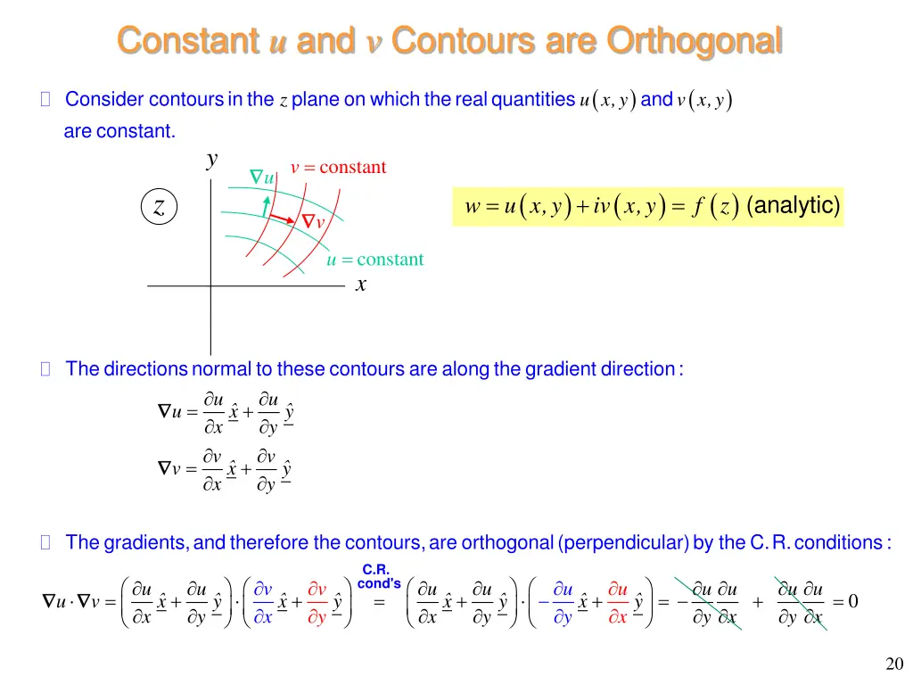 constant u and v contours are orthogonal