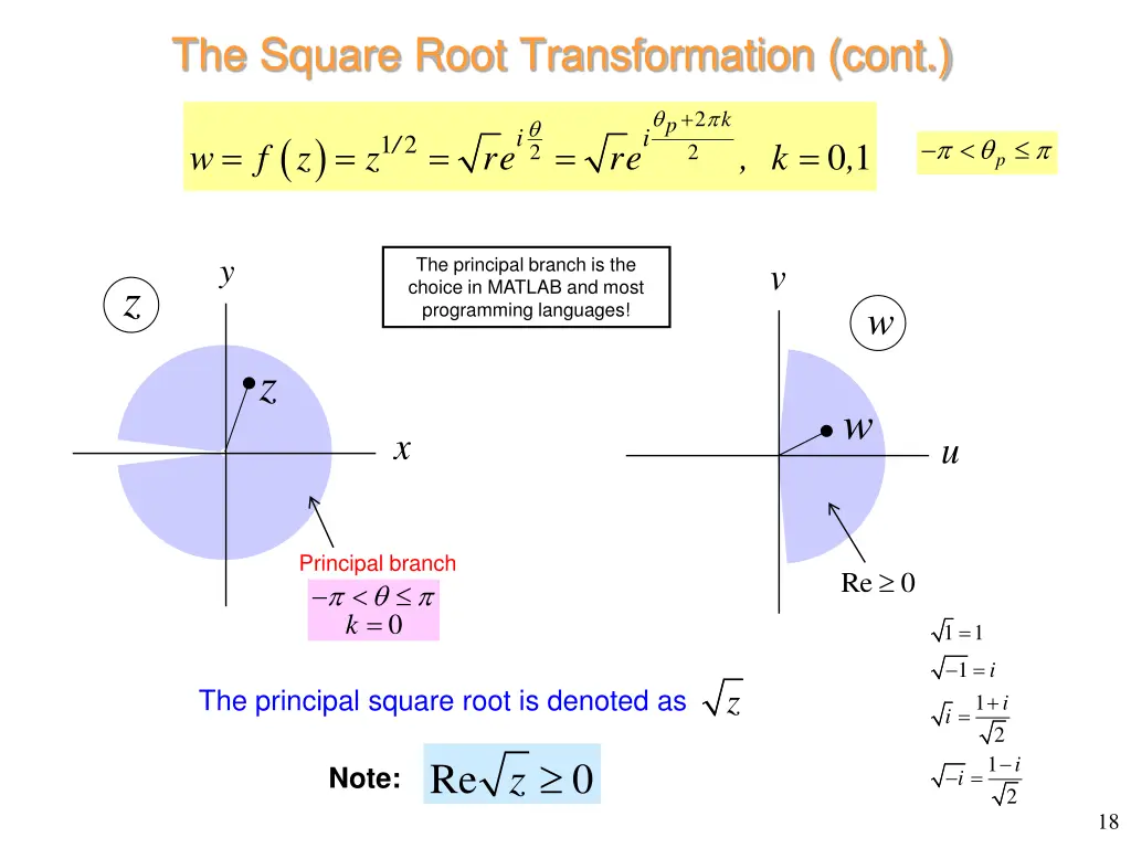 the square root transformation cont
