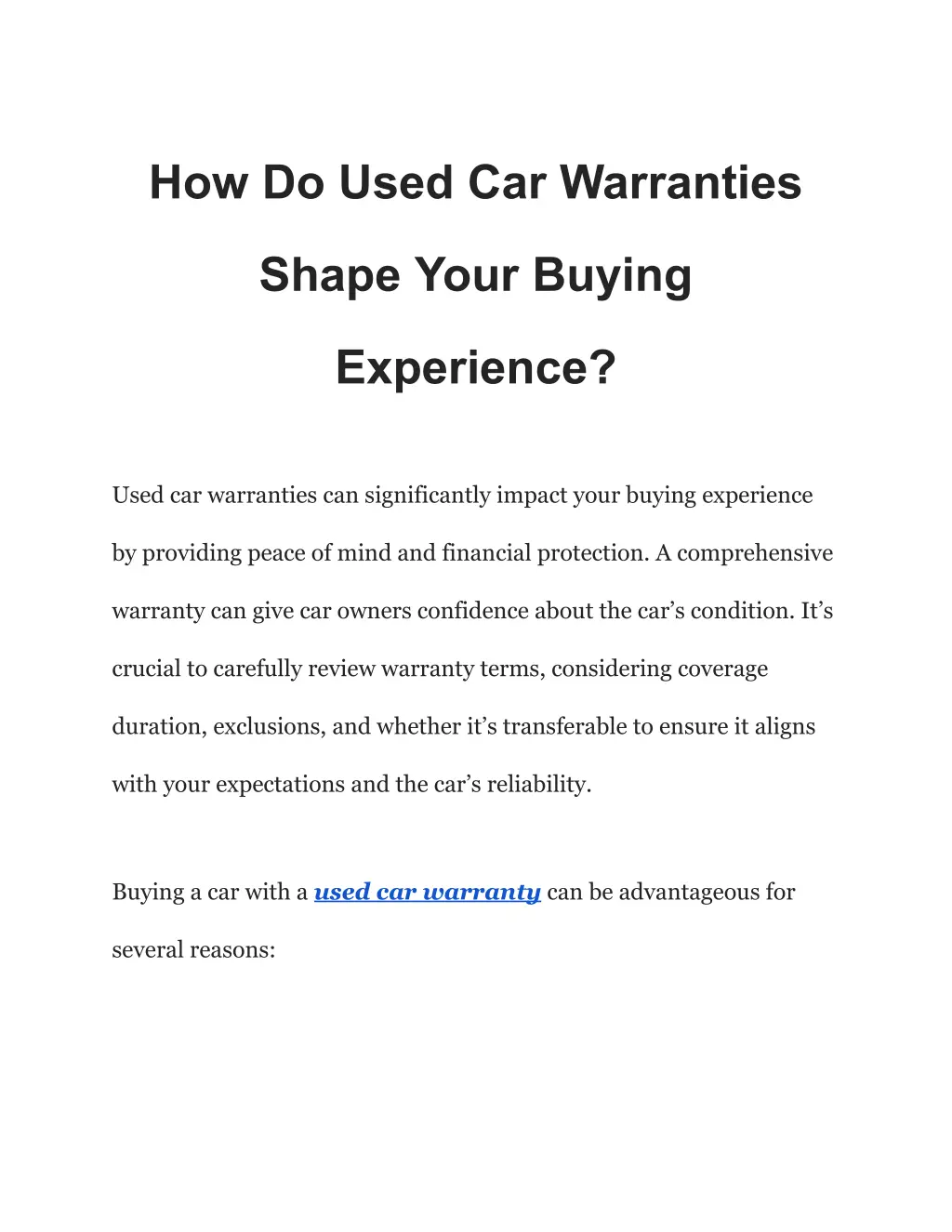 how do used car warranties