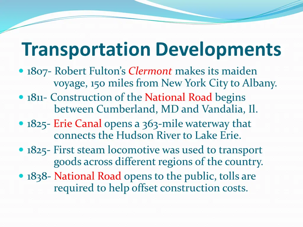 transportation developments 1807 robert fulton