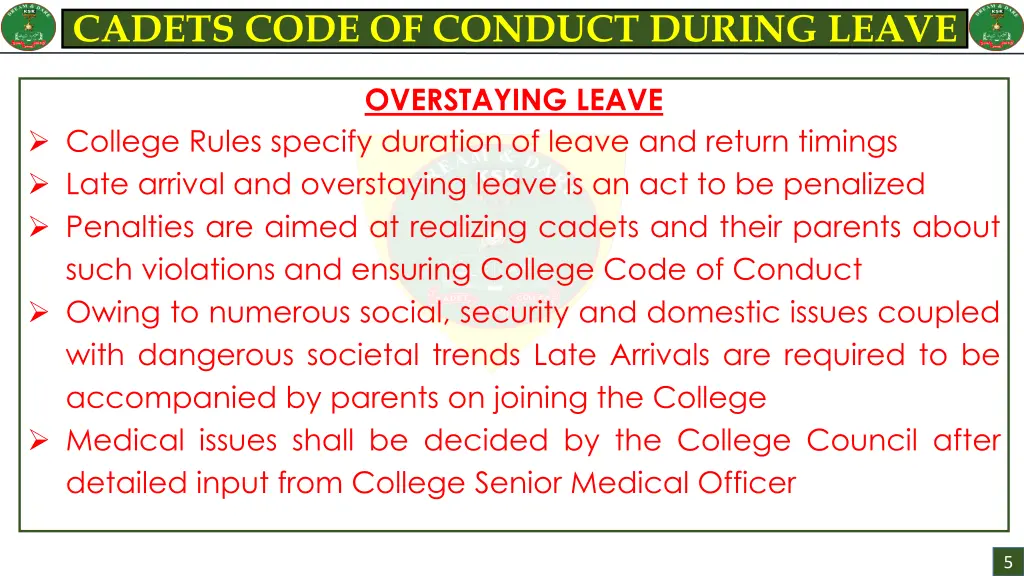 cadets code of conduct during leave 3