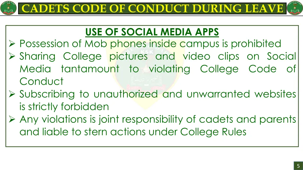 cadets code of conduct during leave 4