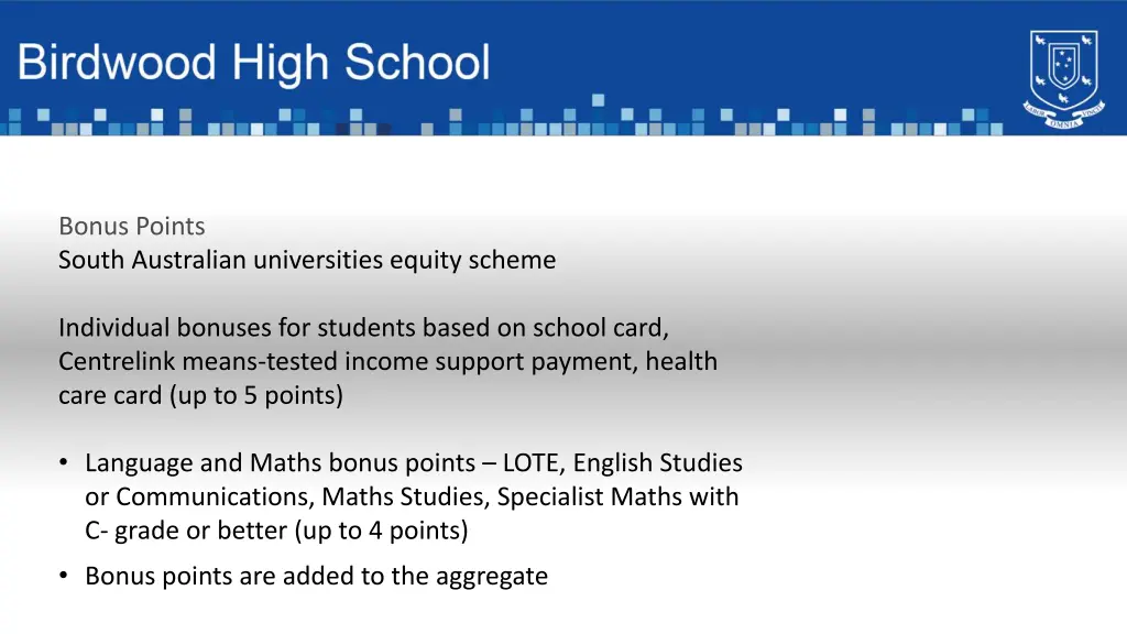 bonus points south australian universities equity