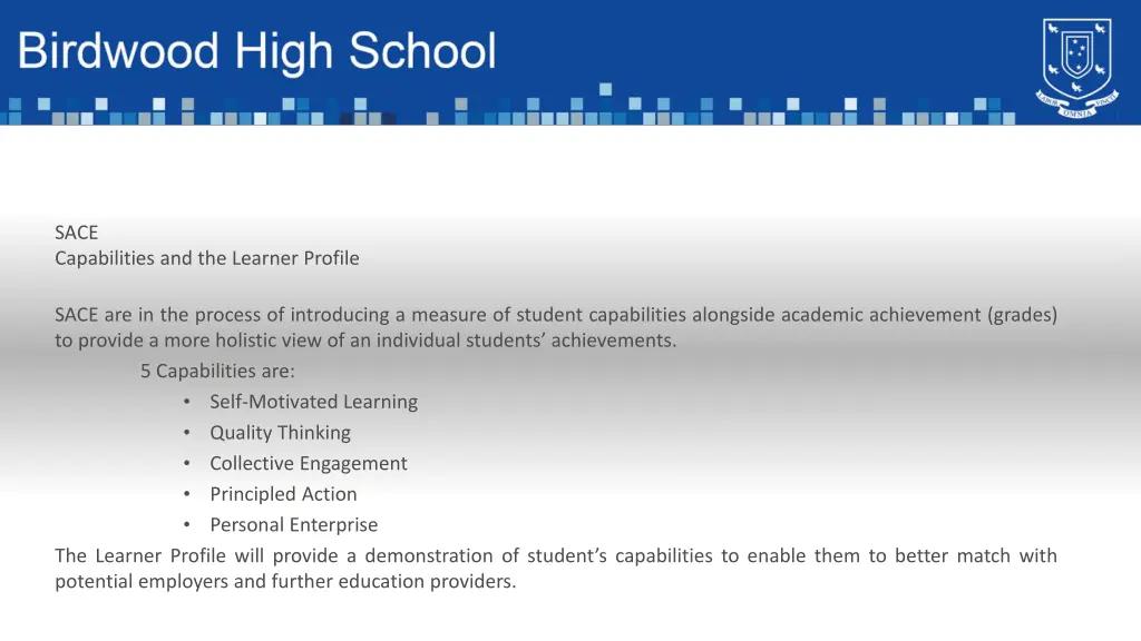 sace capabilities and the learner profile