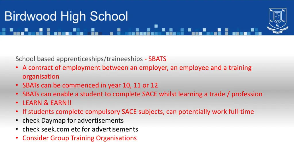 school based apprenticeships traineeships sbats