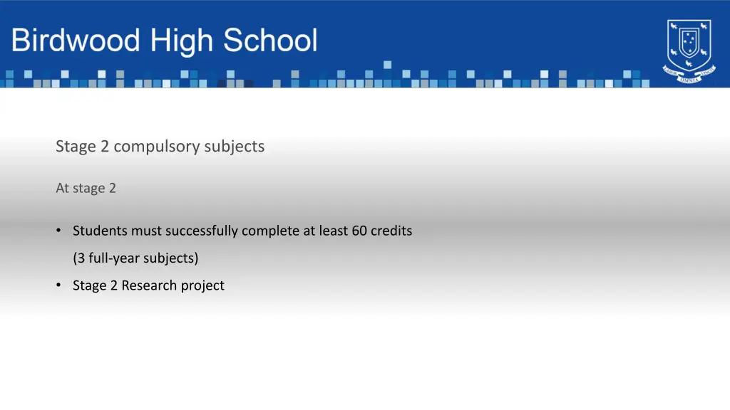 stage 2 compulsory subjects