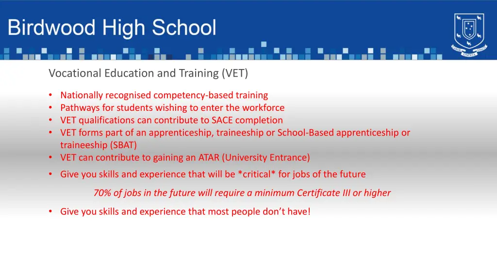 vocational education and training vet