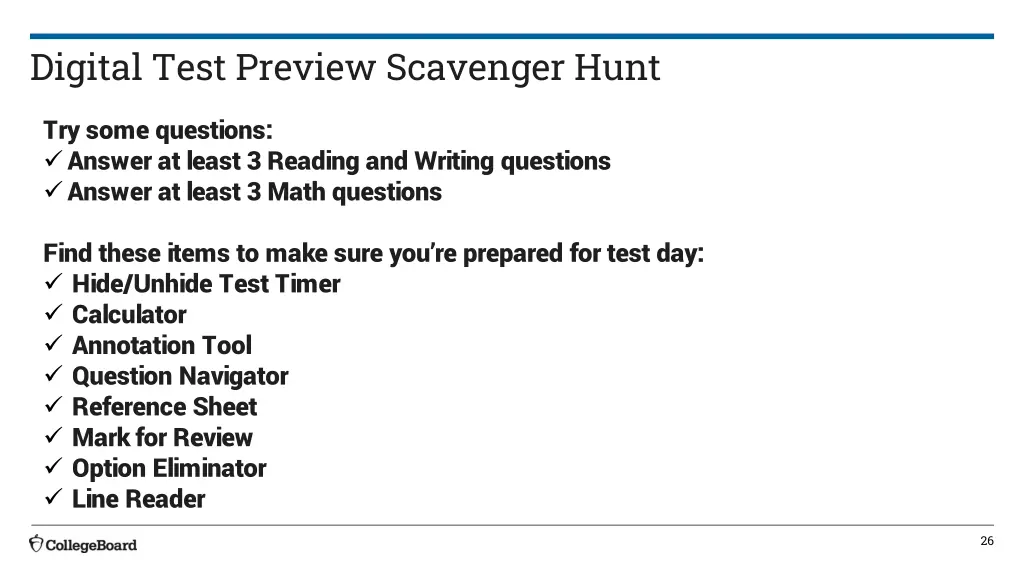 digital test preview scavenger hunt