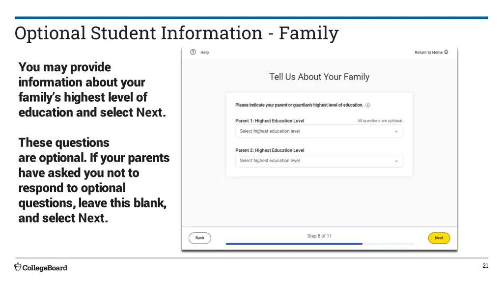 optional student information family