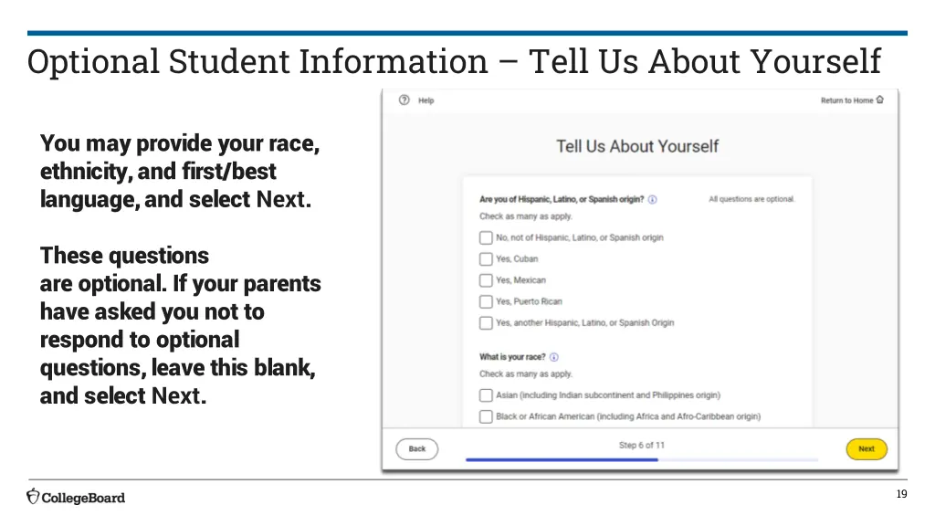 optional student information tell us about