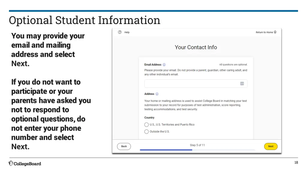 optional student information you may provide your