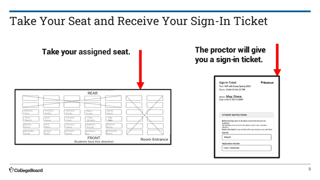 take your seat and receive your sign in ticket