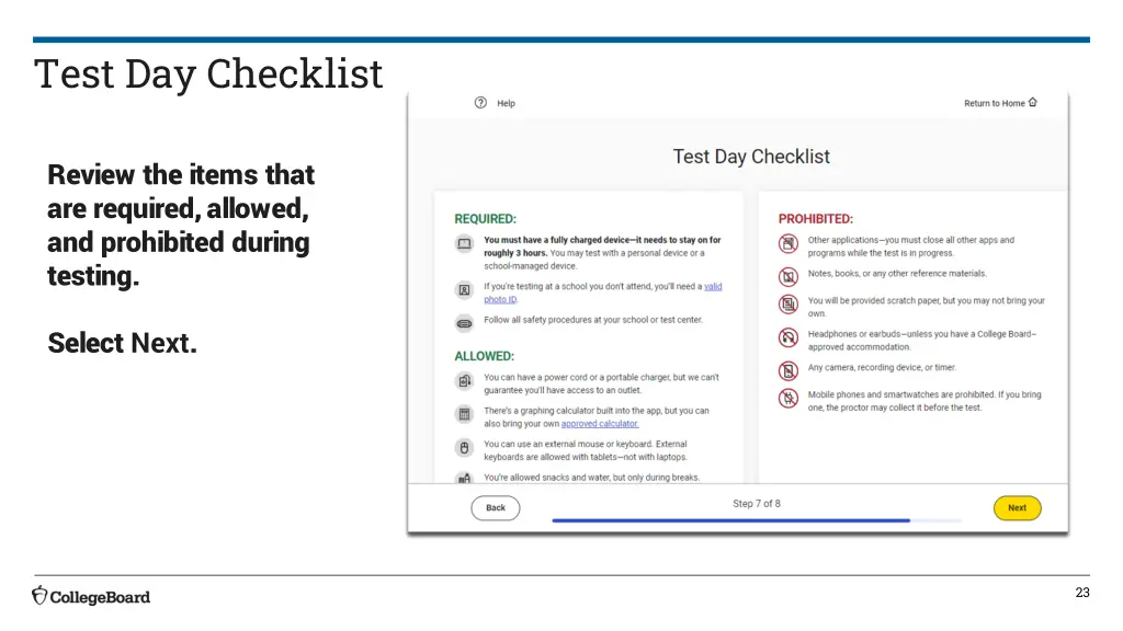test day checklist